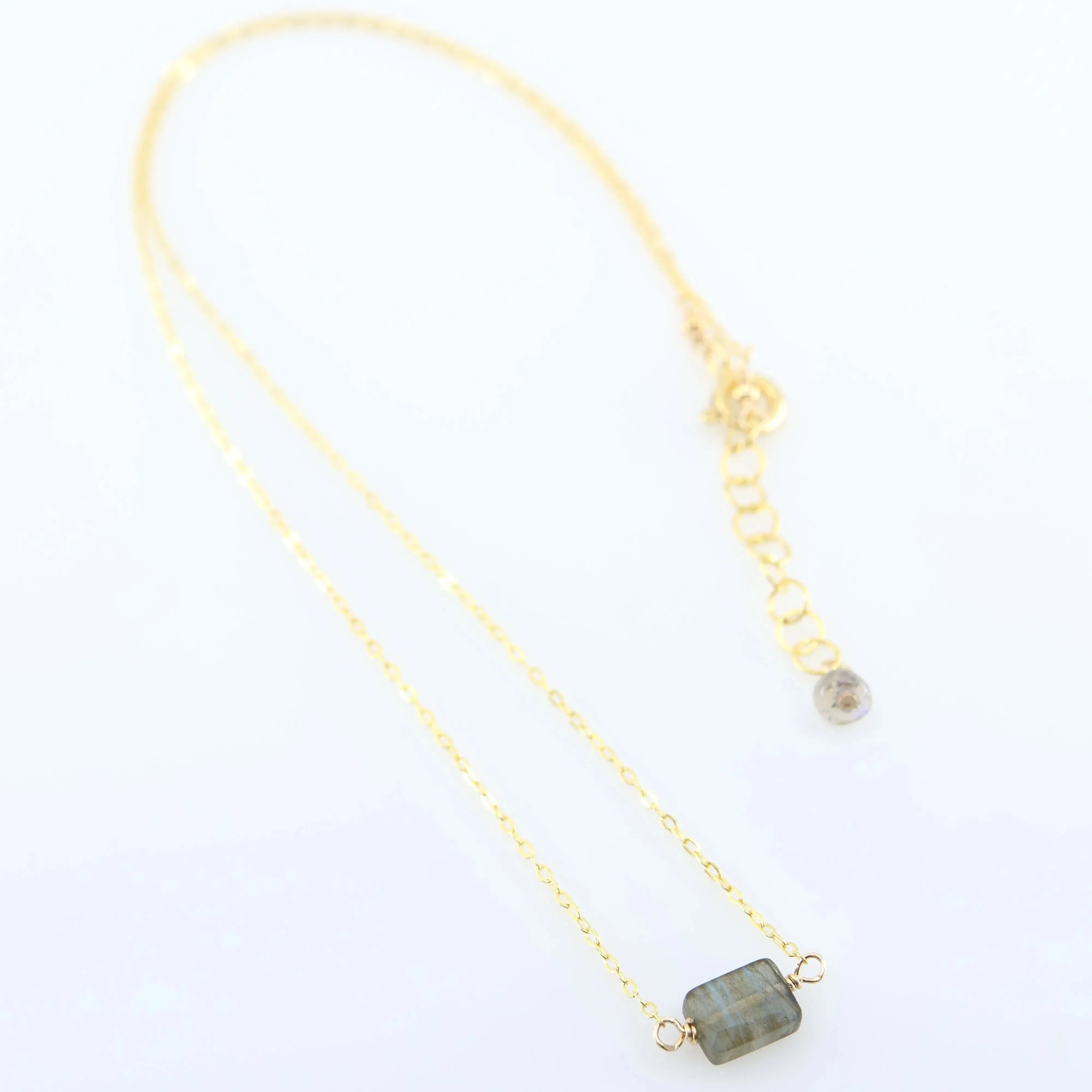 Single Rectangle Gemstone Necklace