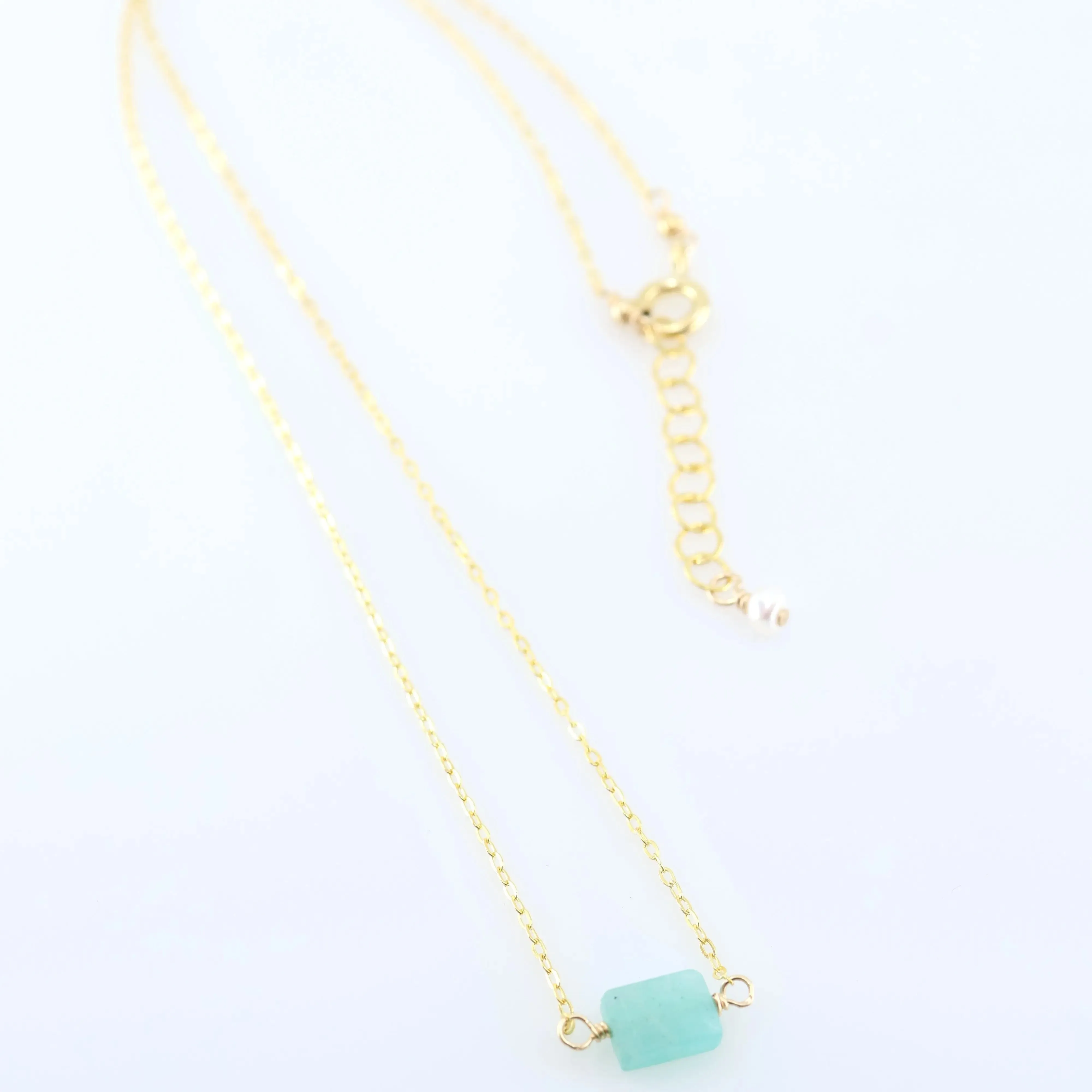 Single Rectangle Gemstone Necklace