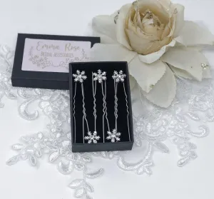 Snowflake Hair Pins, Snowflake Hair Clips, Bridesmaid Hair Pins, Bridal Hair Pins silver