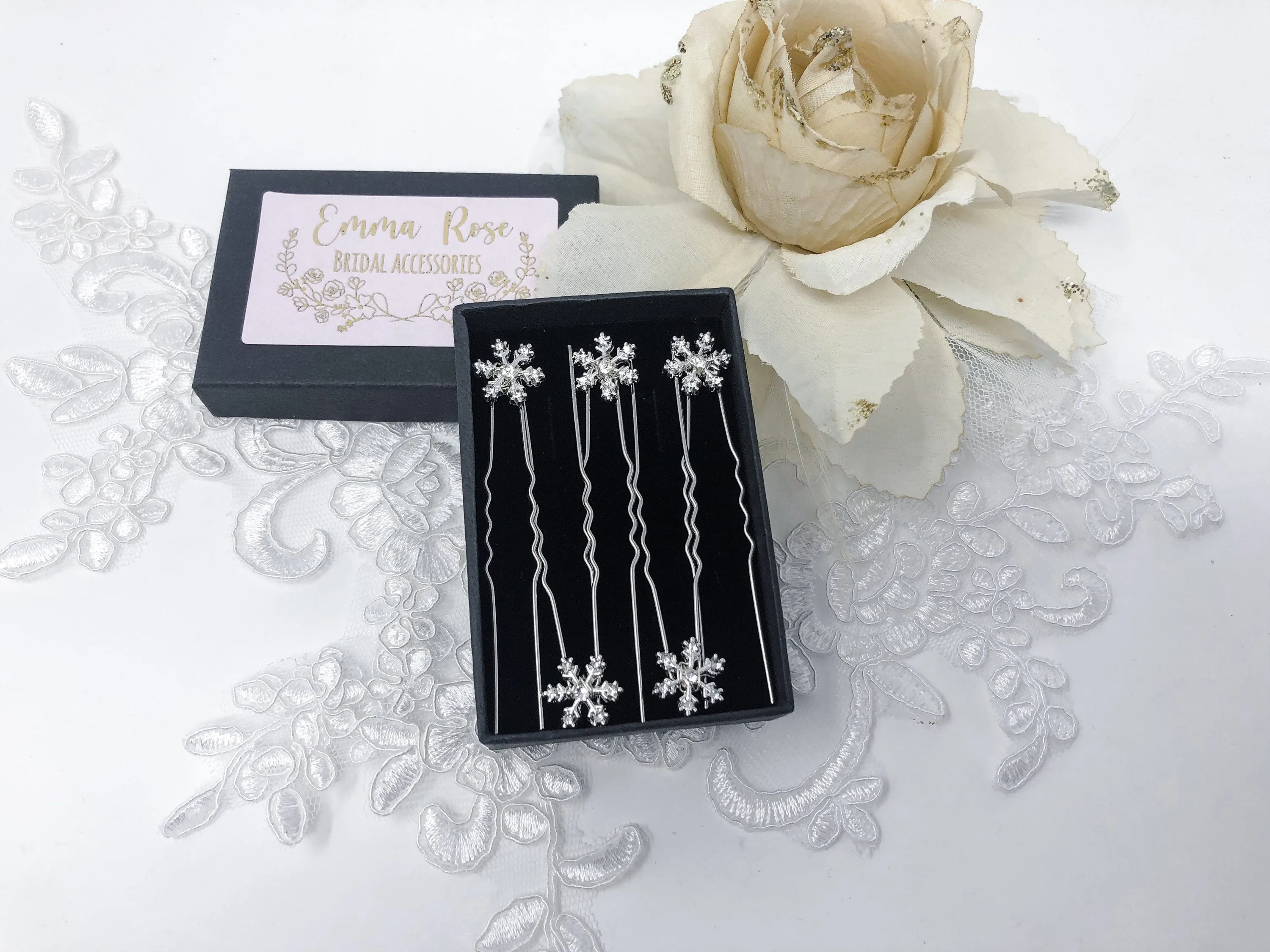 Snowflake Hair Pins, Snowflake Hair Clips, Bridesmaid Hair Pins, Bridal Hair Pins silver