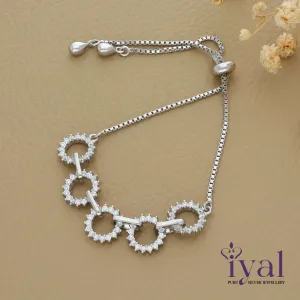 Sparkling Zircon Circle Silver Bracelet