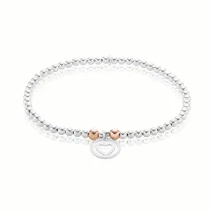 Sterling Silver & Rose Gold Plated  Heart Bracelet