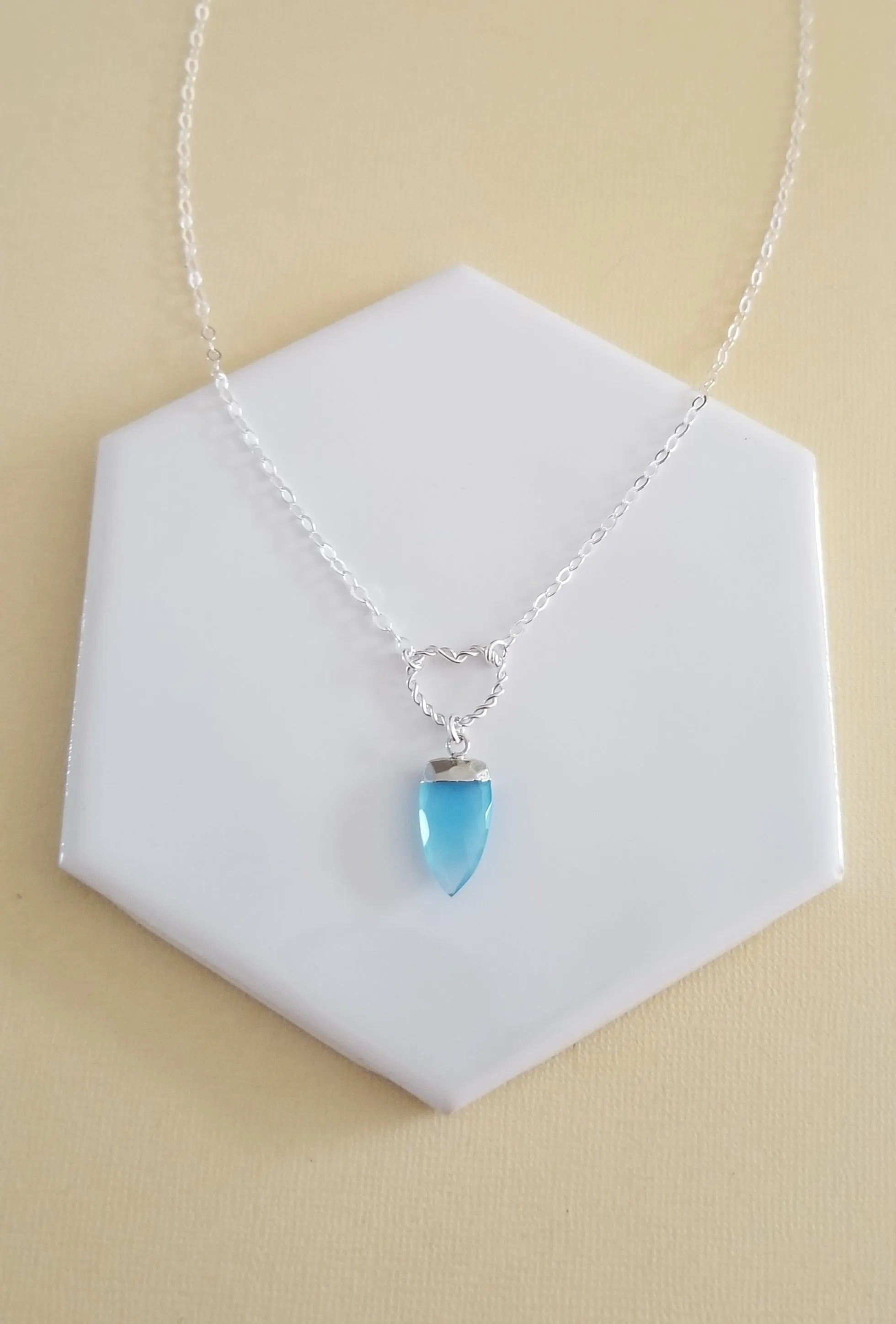 Sterling Silver Heart Pendant Necklace Necklace with Gemstone