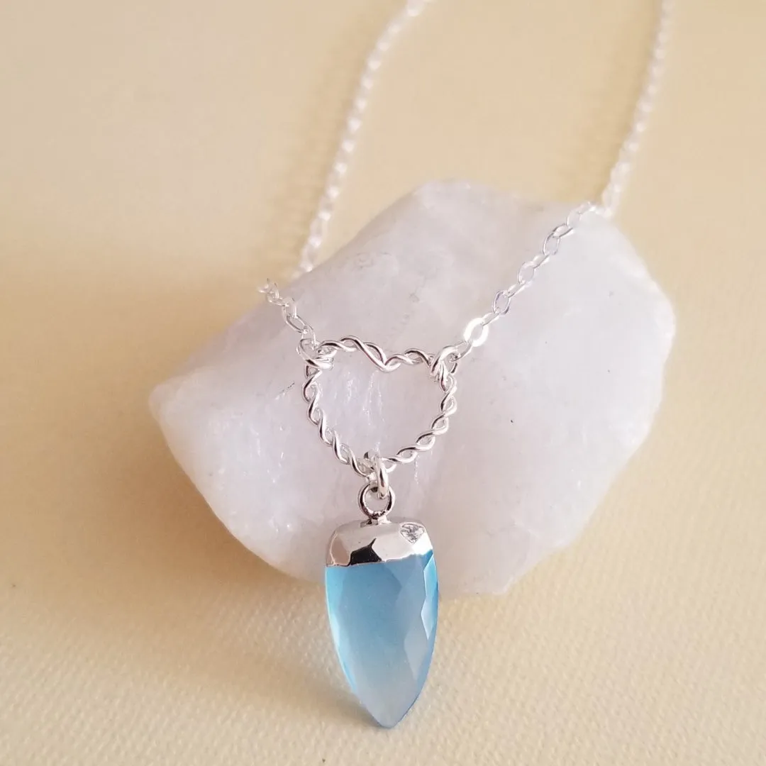Sterling Silver Heart Pendant Necklace Necklace with Gemstone
