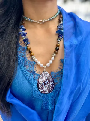 Stunning Natural Shell Pendant With Fresh Water Pearls - Victoria Necklace- My Heart to Yours Collection