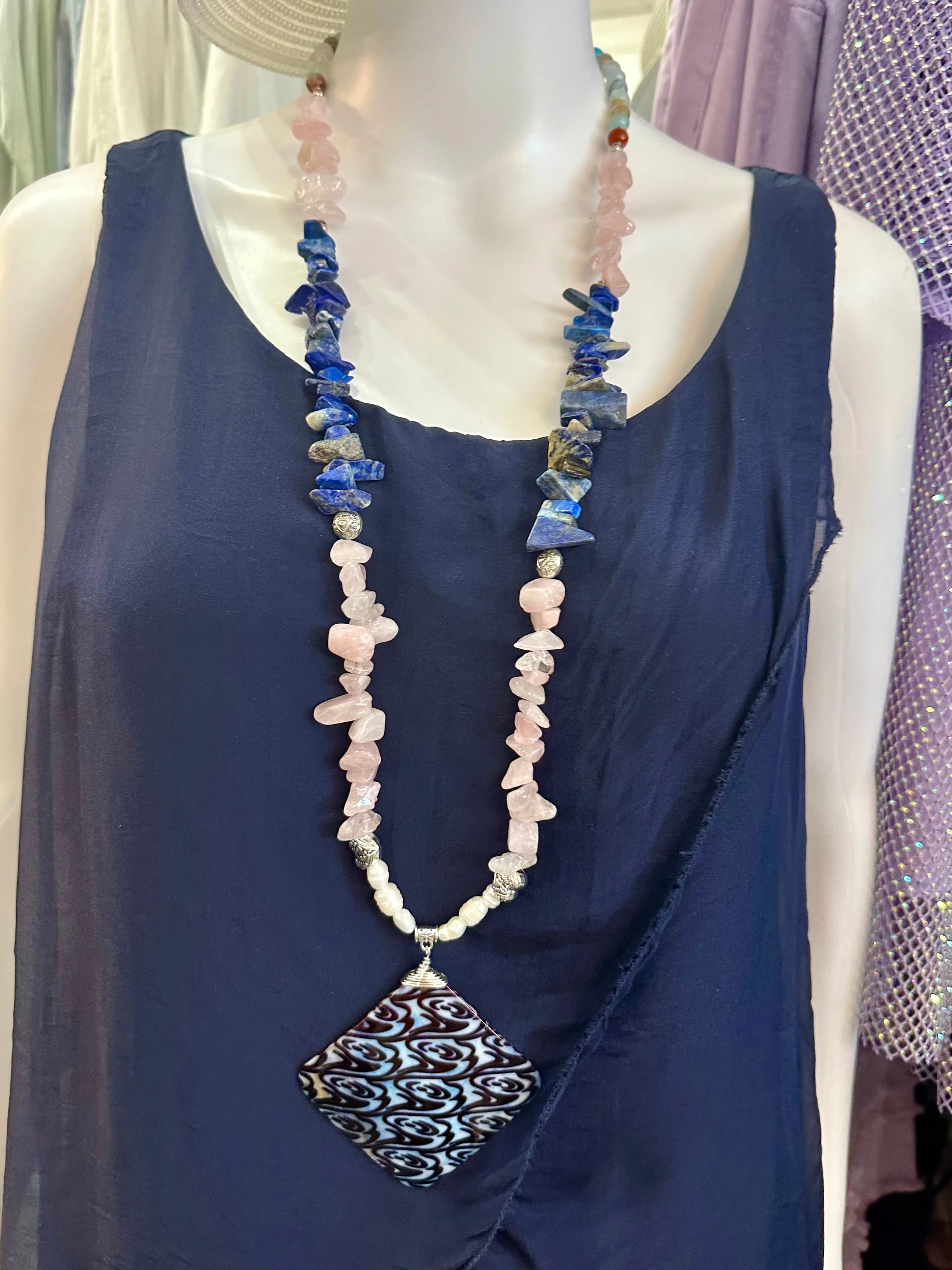 Stunning Natural Shell Pendant With Fresh Water Pearls - Victoria Necklace- My Heart to Yours Collection