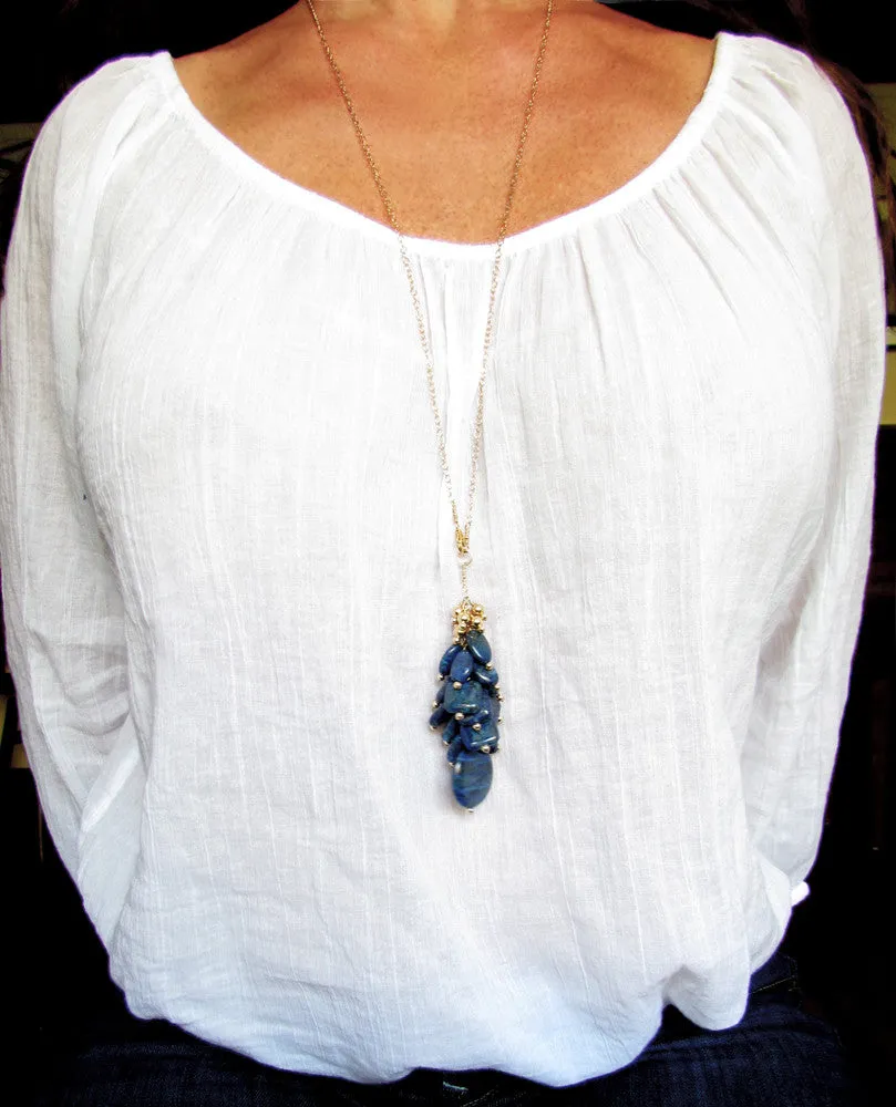 The Long Lapis Lazuli Cluster Necklace