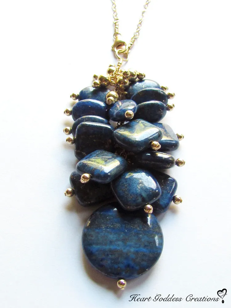 The Long Lapis Lazuli Cluster Necklace