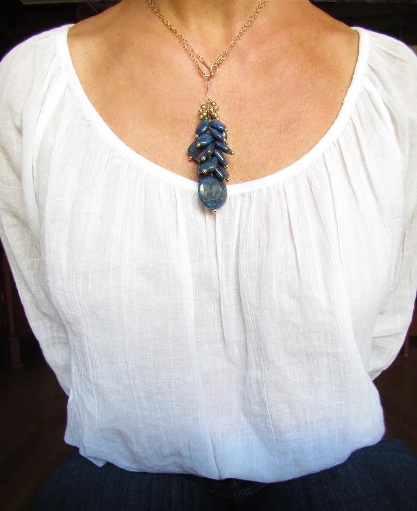 The Long Lapis Lazuli Cluster Necklace
