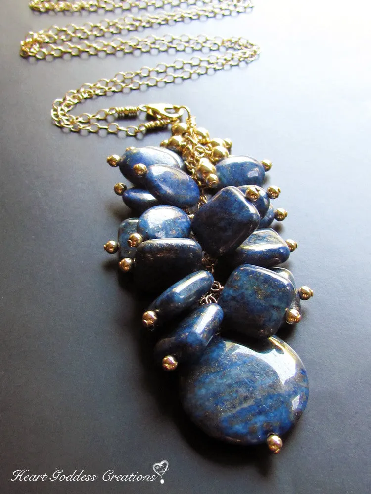 The Long Lapis Lazuli Cluster Necklace