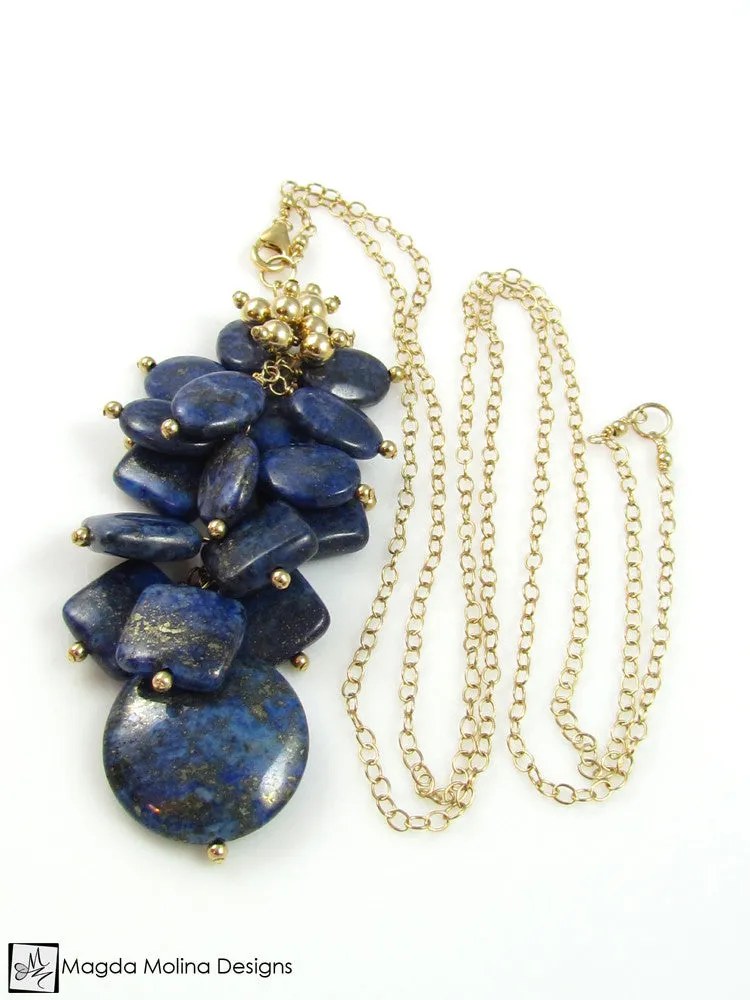 The Long Lapis Lazuli Cluster Necklace