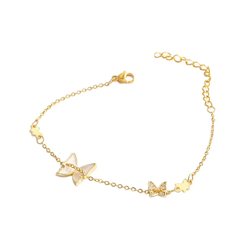 Wholesale butterfly titanium steel Fritillaria Zircon Bracelet JDC-BT-MengF006