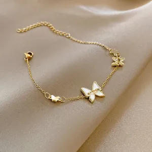Wholesale butterfly titanium steel Fritillaria Zircon Bracelet JDC-BT-MengF006