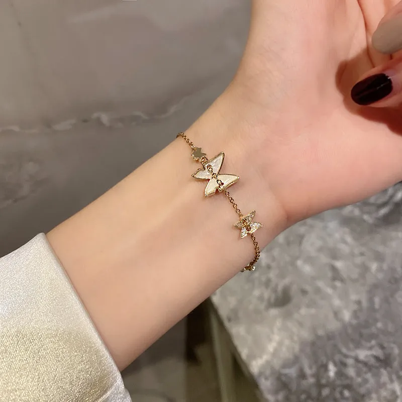 Wholesale butterfly titanium steel Fritillaria Zircon Bracelet JDC-BT-MengF006