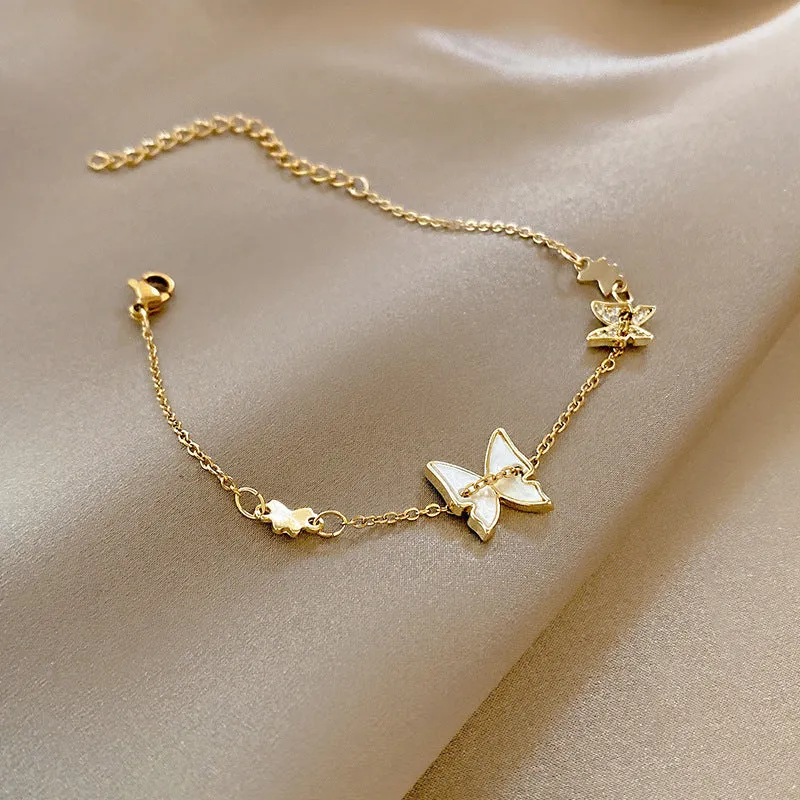 Wholesale butterfly titanium steel Fritillaria Zircon Bracelet JDC-BT-MengF006