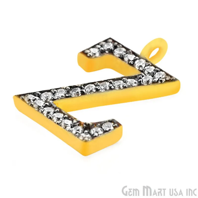 'Z' Alphabet Charm CZ Pave Gold Vermeil Charm for Bracelet & Pendants