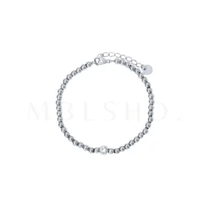 Zircon Ball Bead Bracelet Silver
