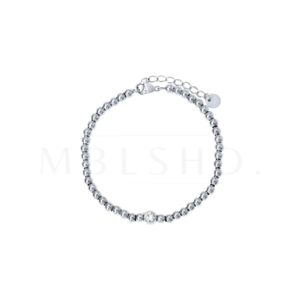 Zircon Ball Bead Bracelet Silver