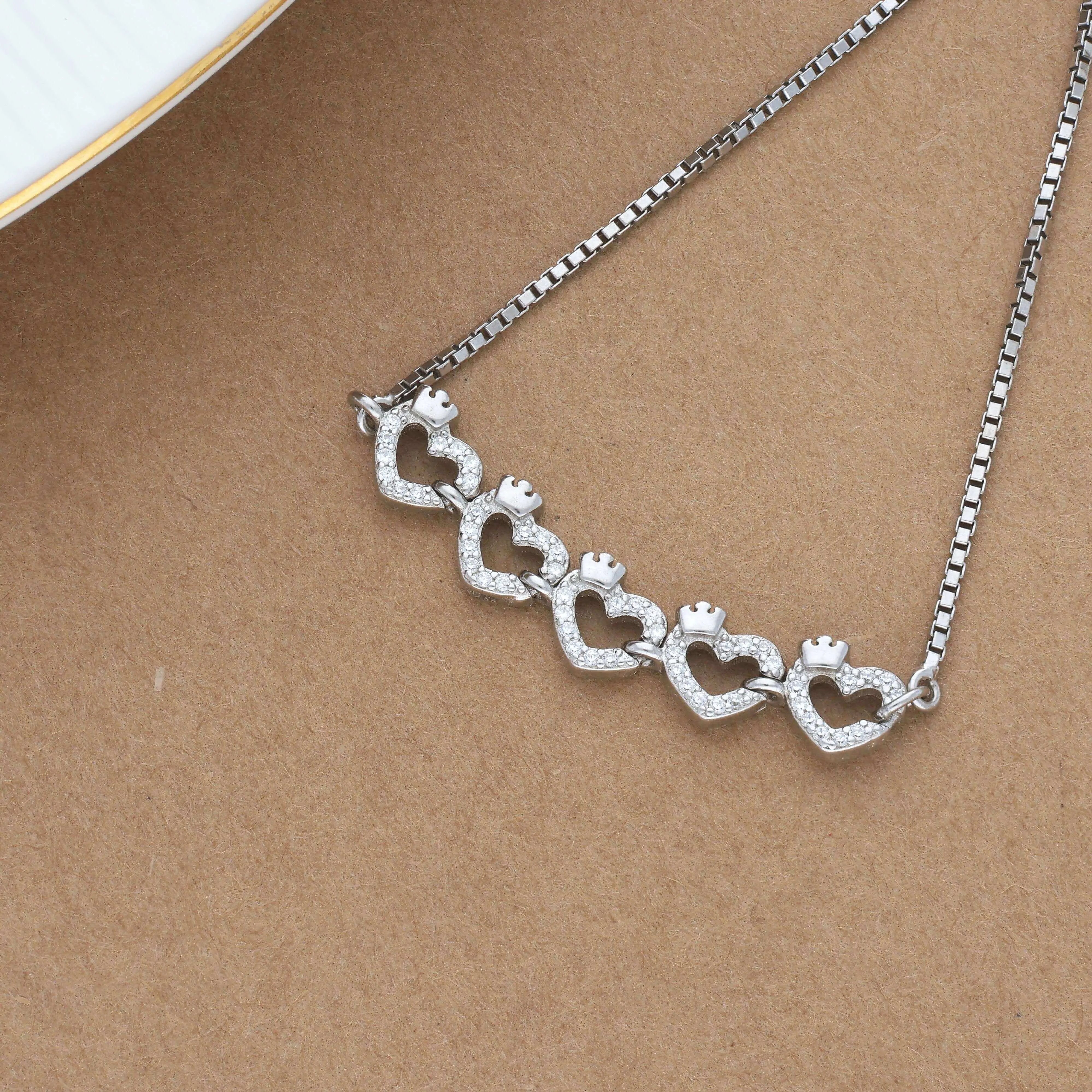 Zircon Studded Nexus Heart Silver Bracelet