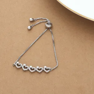 Zircon Studded Nexus Heart Silver Bracelet